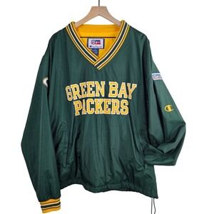 Vintage 90s Champion‎ Pro Line Green Bay Packers Pullover Lined Windbreaker XL